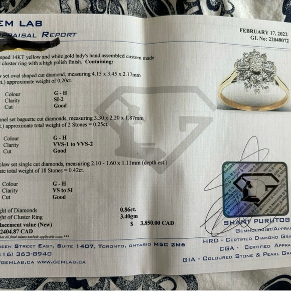 Yellow and white gold cluster ring  .086 ct diamonds in total.  Size 9 - Picture 6 of 6